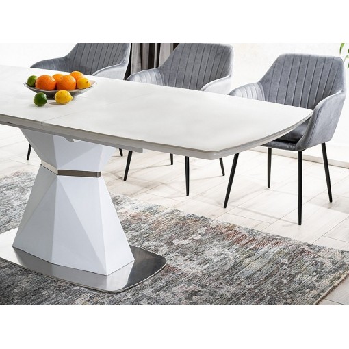 Stół CORTEZ biały szary/antracyt rozkładany 160(210)x90cm
