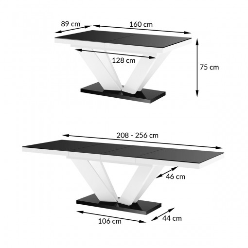 Stół VIVA 2 MARMUR rozkładany 160(256)x89cm