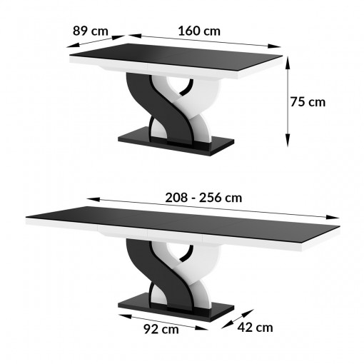 Stół BELLA MARMUR rozkładany 160(256)x89cm