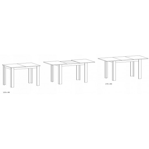 Stół rozkładany KONGO EXT 170X80cm do jadalni szkic