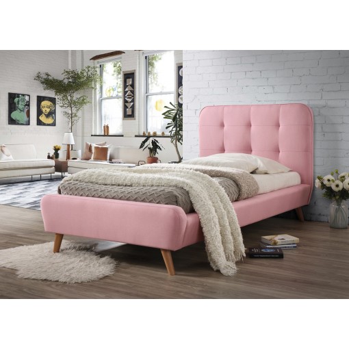 Łóżko TIFFANY 90x200 różowe szare